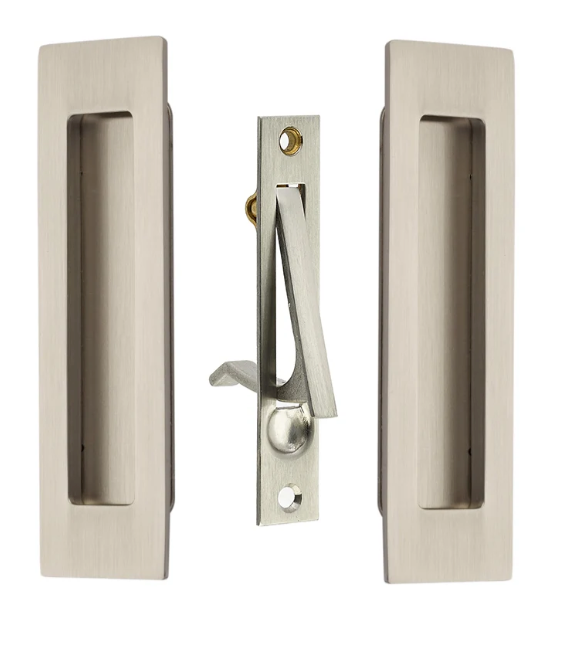 6 Inch Solid Brass Modern Rectangular Pocket Door Pull Set