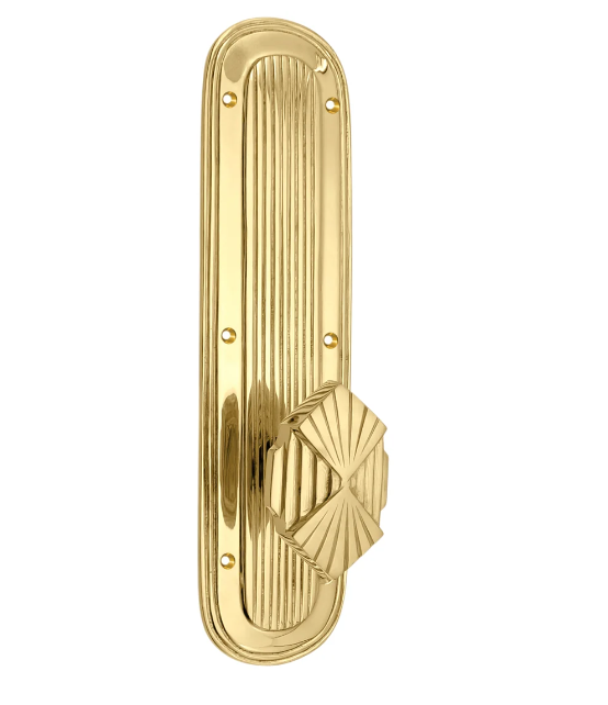 Art Deco Lined Backplate Door Set with Art Deco Fanfare Door Knobs