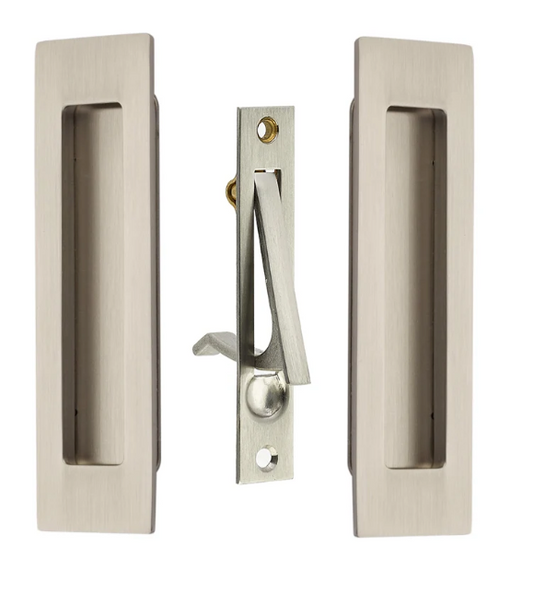 6 Inch Solid Brass Modern Rectangular Pocket Door Pull Set