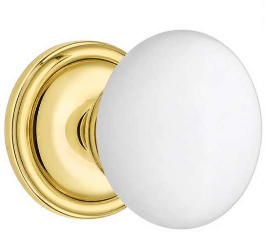 Traditional Rosette Door Set with White Porcelain Door Knobs