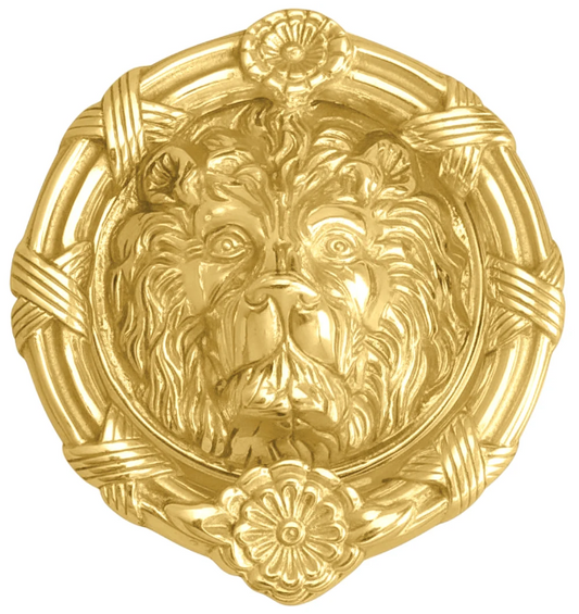 Ribbon & Reed 6 Inch Brass Lion Door Knocker