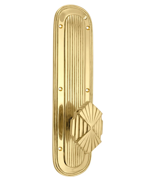 Art Deco Lined Backplate Door Set with Art Deco Fanfare Door Knobs